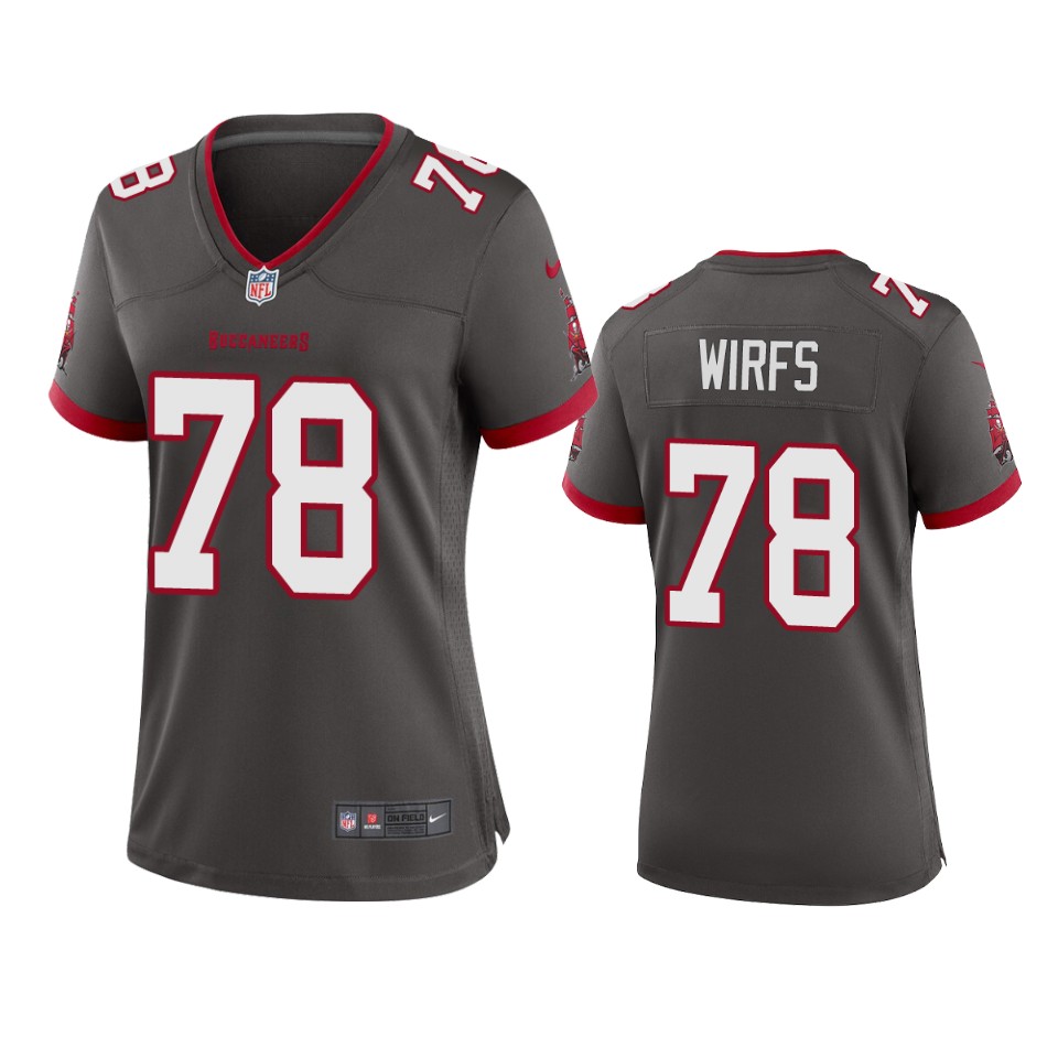 Nike women Tampa Bay Buccaneers #78 Tristan Wirfs Pewter 2020 NFL Draft Alternate Game Jersey->women nfl jersey->Women Jersey
